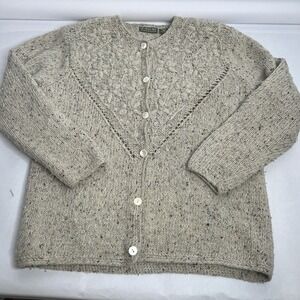 Outback Red Heirloom Cardigan Sweater Oatmeal M Buttons Cable Knit Cottagecore